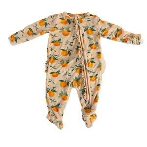0-3M Angel Dear Baby Girl Orange Blossom Ruffle Footed Sleeper
